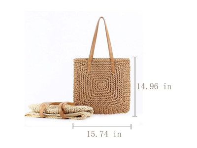 Black Straw Basket Bag Custom Print French Style Beach Eco Friendly Ribbon