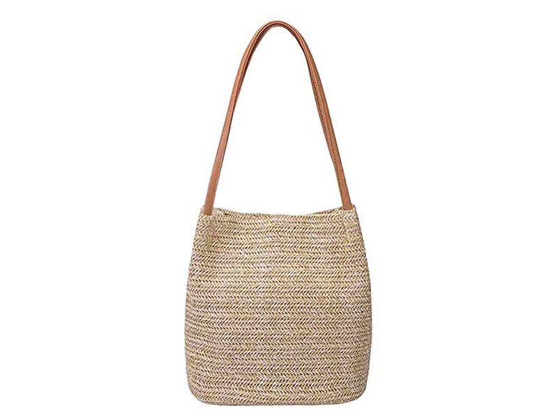 Natural Straw Bag Plastic Pumpkin Rainbow Round Purse Seaweed Small 1 Piece