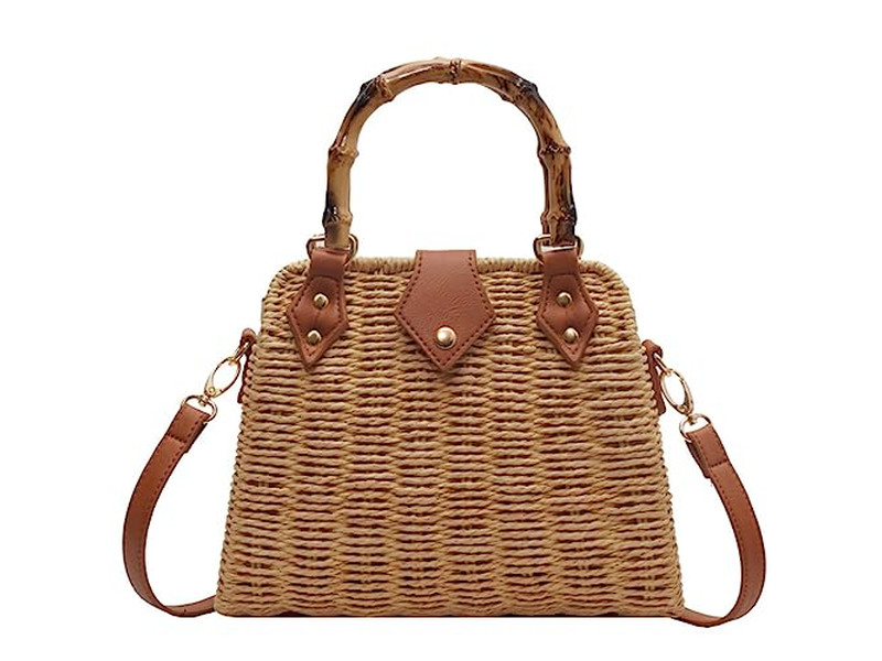 Straw Bag Palm Beach Paper Tote Round Boho Sea Bags